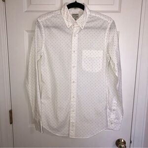 Jcrew Organic Cotton Mens Button Down Shirt  Polka Dot Black White Size XS